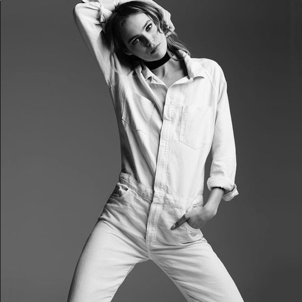 MOTHER Jumpsuit Dove White Size Small